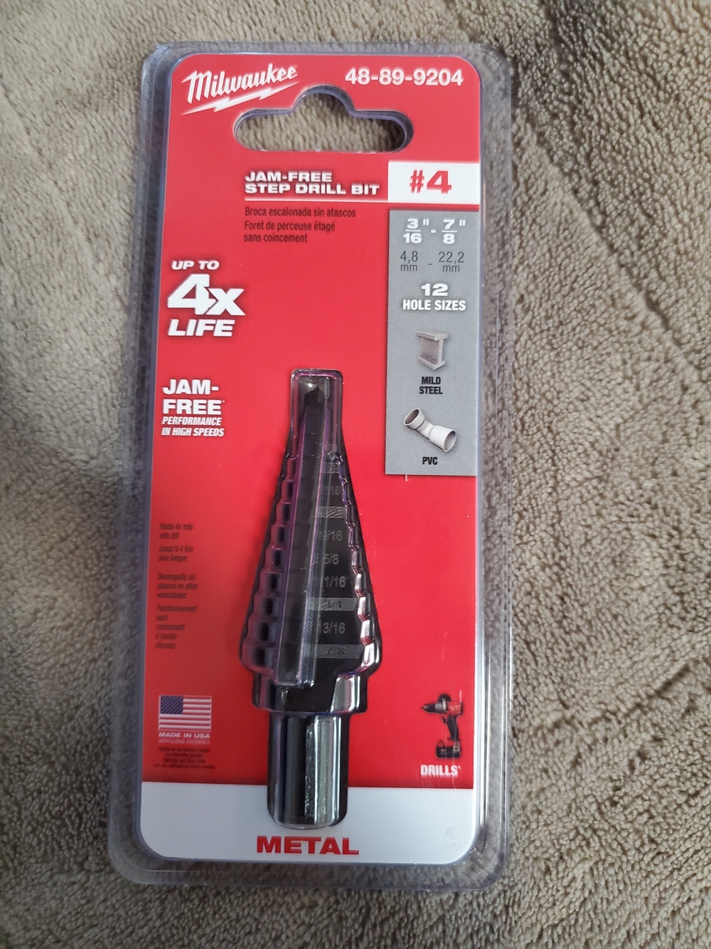 Milwaukee #4 Jam-Free Step Drill Bit - Black